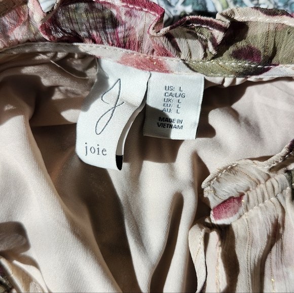 Joie Cecarina Floral Romantic Peasant Blouse Size Large - Picture 8 of 11